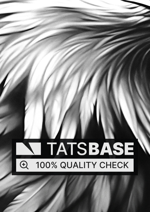 Tattoo template of a detailed eagle's head with monochrome splash background, emphasizing its strength and intense gaze.