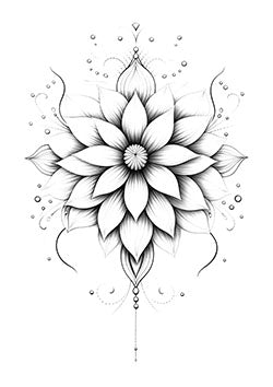 Tattoo template of a lotus flower mandala with intricate details