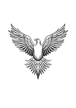 Tattoo template of a symmetrical eagle with spread wings