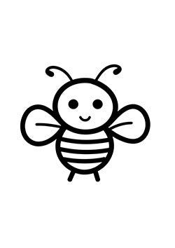 Tattoo template of a cartoon bee with stripes and a joyful expression