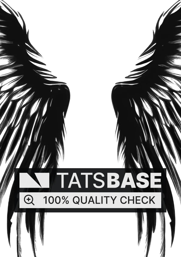 Tattoo template of a pair of black angel wings symbolizing freedom and protection