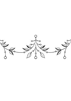 Tattoo template of a garland with leaves and circles, creating an elegant ornament