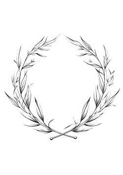 Tattoo template of a symmetrical laurel wreath design