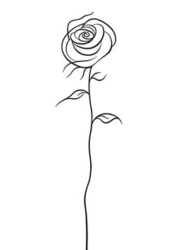 Tattoo template of a single elegant rose with a swirling design