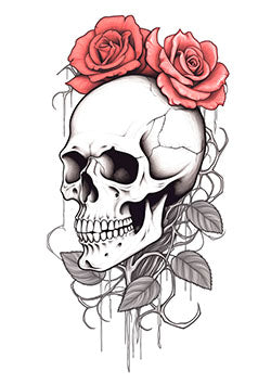 Tattoo template of a skull with roses