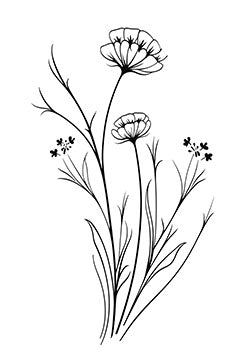 Tattoo template of delicate wildflowers embodying natural beauty and tranquility