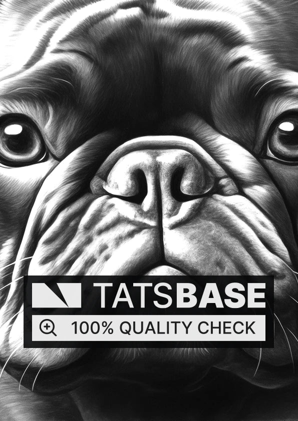 Tattoo template of a detailed French Bulldog with expressive eyes