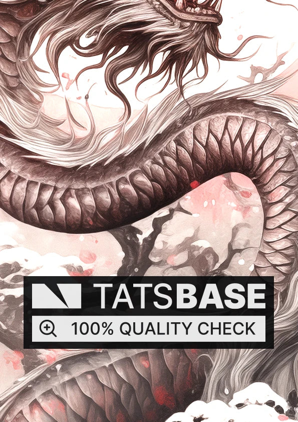 Tattoo template of a dragon with cherry blossoms