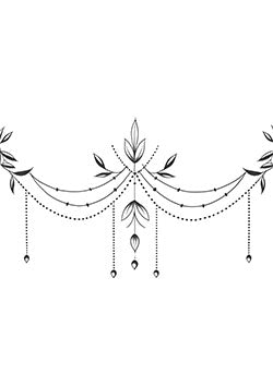 Tattoo template of a garland with leafy elements and beads in a delicate and elegant design