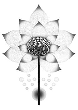 Tattoo template of a lotus flower with dot work and geometric patterns