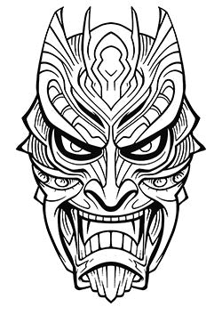 Tattoo template of a Japanese Oni demon mask