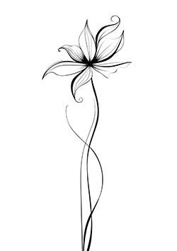 Tattoo template of a minimalist lily with flowing lines