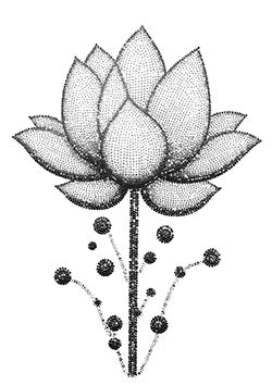 Tattoo template of a stylized lotus flower with dotted shading