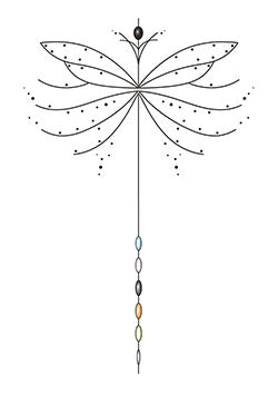 Tattoo template of a minimalist floral design with colorful beads