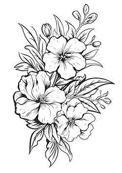 Tattoo template of a detailed floral design