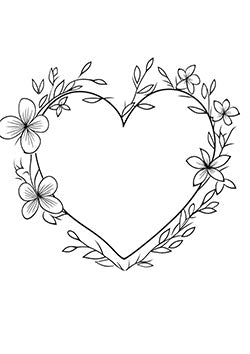 Tattoo template of a heart-shaped floral design