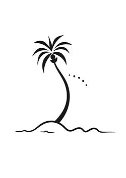 Tattoo template of a minimalistic palm tree on a small island