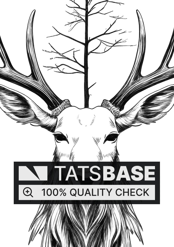 Tattoo template of a stag with tree-antlers