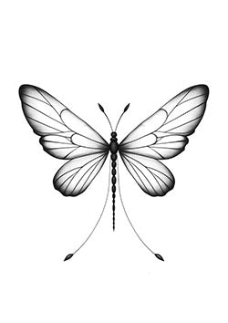 Tattoo template of a delicately shaded butterfly with intricate wing patterns