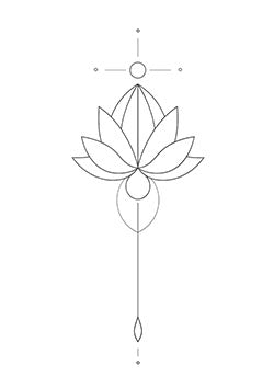 Tattoo template of a geometric lotus flower design