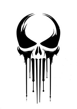 Tattoo template of a black skull with a dripping effect