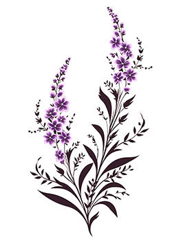 Tattoo template of a lavender plant with purple flowers