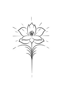 Tattoo template of a lotus flower with symmetrical lines.