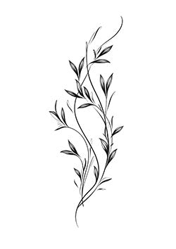 Tattoo template of a stylized botanical leaf design