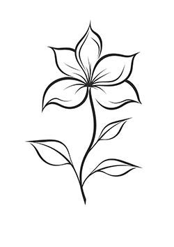 Tattoo template of a delicate flower with minimalist leaves, emanating serenity and elegance