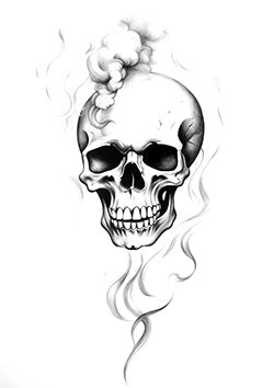 Tattoo template of a skull with smoke.