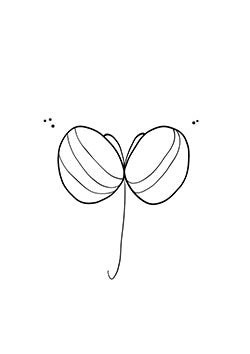 Tattoo template of a stylized two-leafed clover design