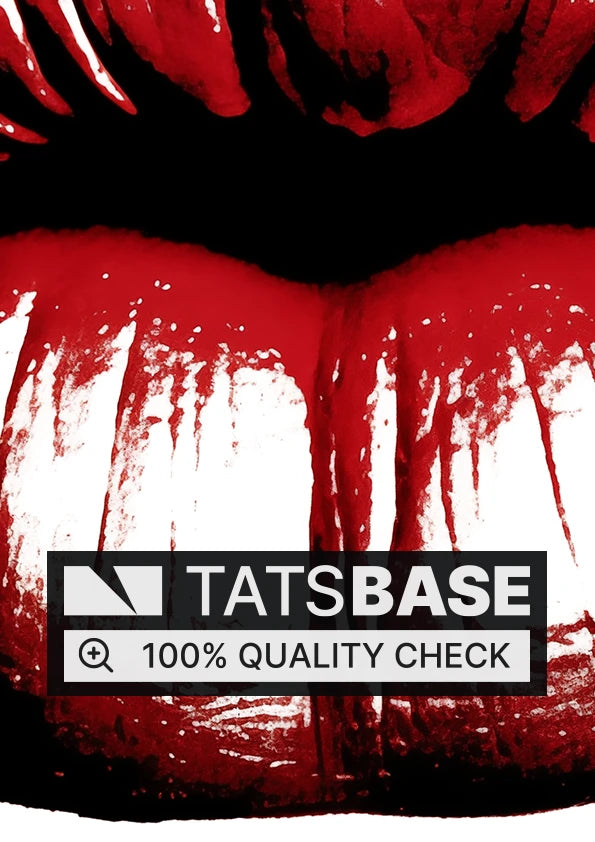 Tattoo template of a pair of bold red lips, ultrasesy and alluring