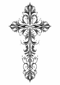 Tattoo template of a filigree cross design