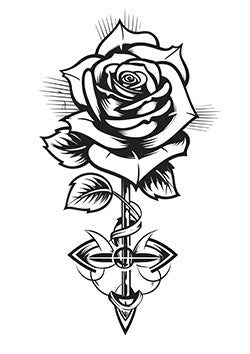 Tattoo template of a rose turning into a blade representing beauty and strength