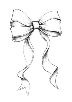 Tattoo template of a beautifully detailed bow with elegant tails