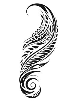 Tattoo template of a detailed tribal feather design