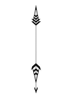 Tattoo template of a stylized feathered arrow design