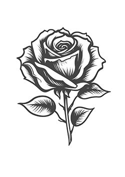 Tattoo template of a detailed rose in full bloom capturing its elegance and strength