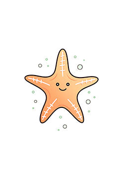 Tattoo template of a smiling starfish with stitched accents