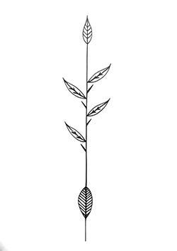 Tattoo template of a botanical stalk with symmetrical leaves