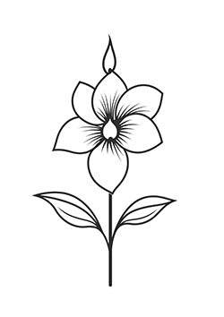 Tattoo template of a ornate orchid flower with a central flame design