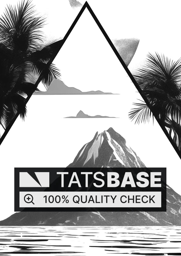 Tattoo template of a geometric mountain and palms