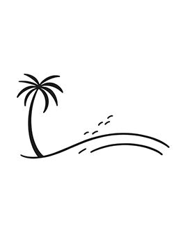 Tattoo template of a palm tree on an island