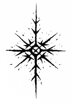 Tattoo template of a spiked starburst design in a dramatic style