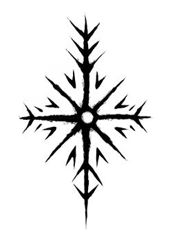 Tattoo template of a tribal snowflake with symmetrical geometric design