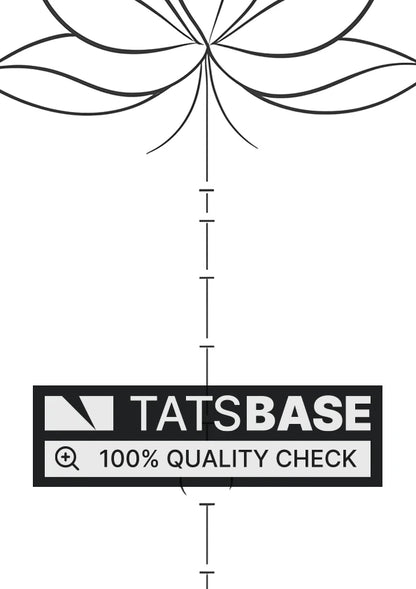 Tattoo template of a symmetrical lotus design with a charm