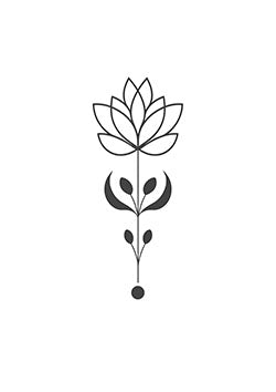 Tattoo template of a minimalist lotus flower symbolizing spiritual growth