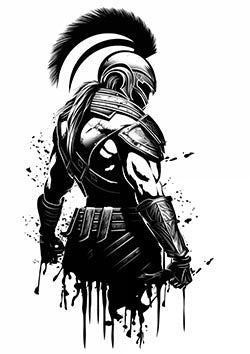 Tattoo template of a Spartan warrior in armor