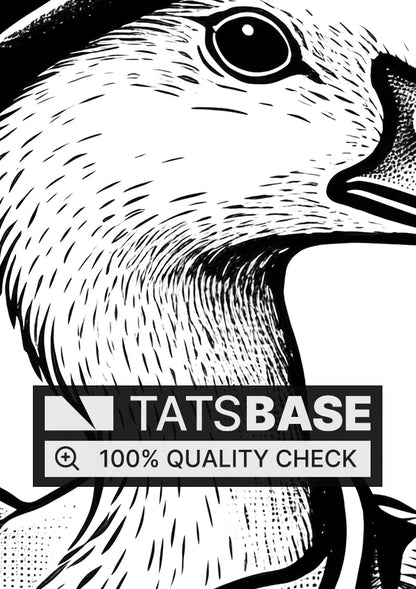 Tattoo template of a dignified duck with a hat and bow tie