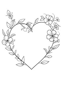 Tattoo template of a floral heart design